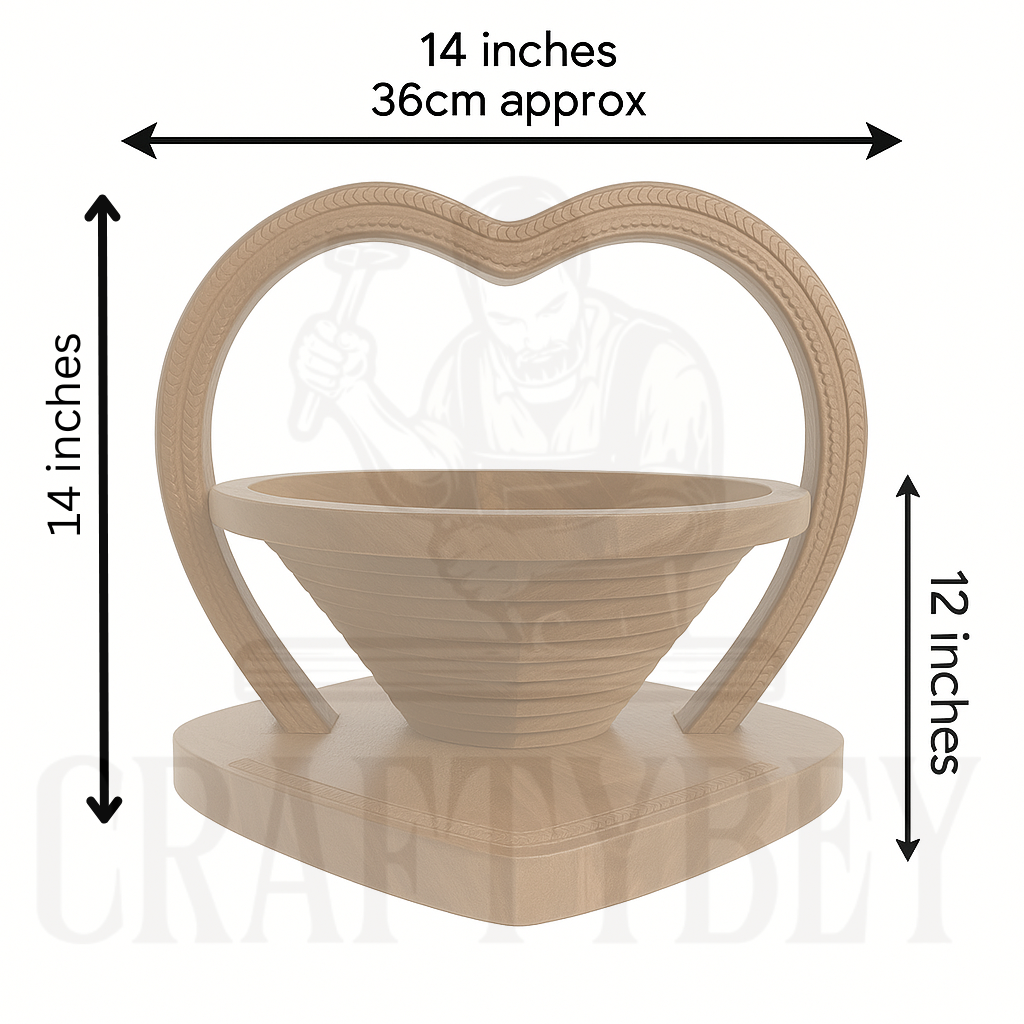 CRAFTYBEY Chic Handmade Wooden Collapsible Heart Basket